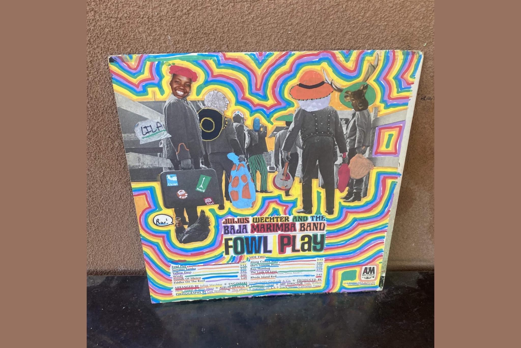 Student artwork painted on album cover