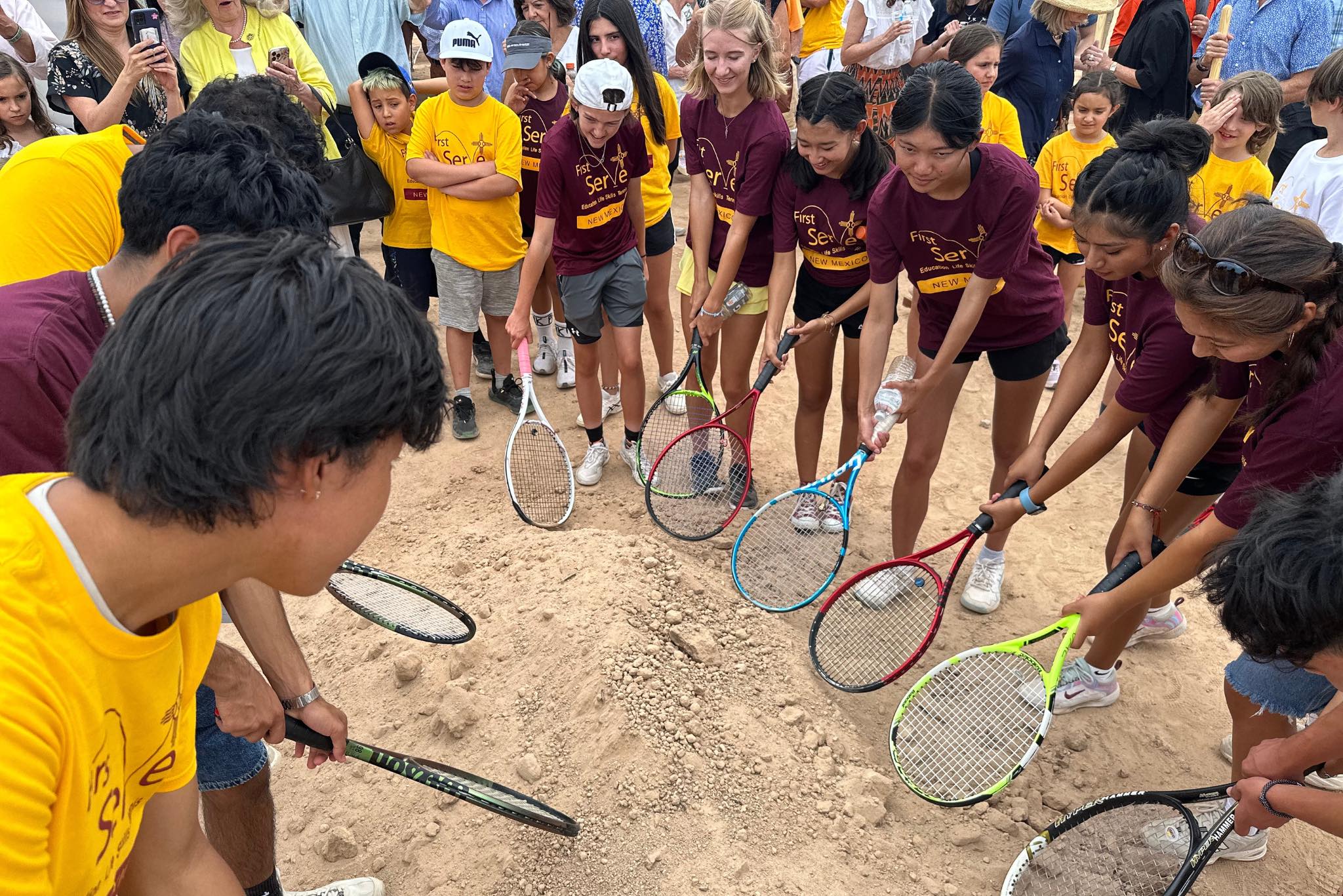 students attending school groundbreaking