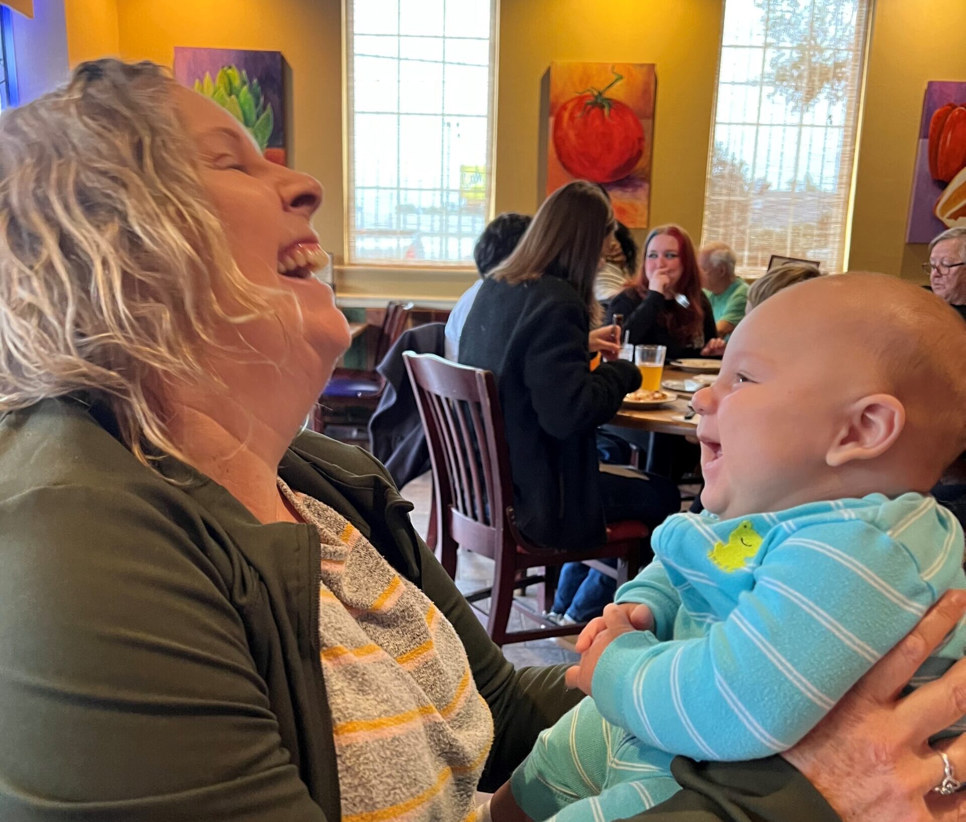 Carie Fanning of Los Alamos sharing a laugh with her grandson