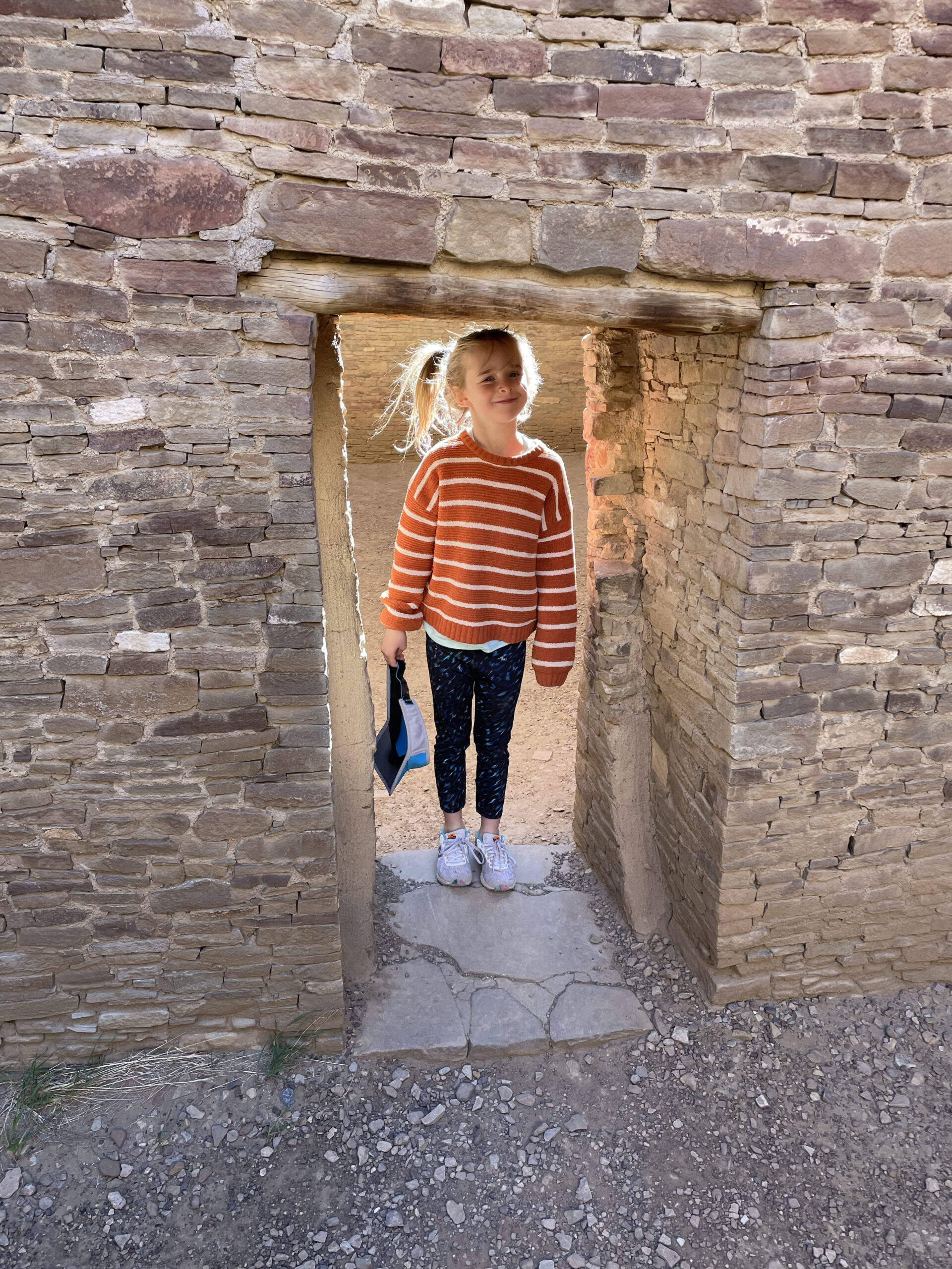 Donna Fleming exploring Chaco Canyon.