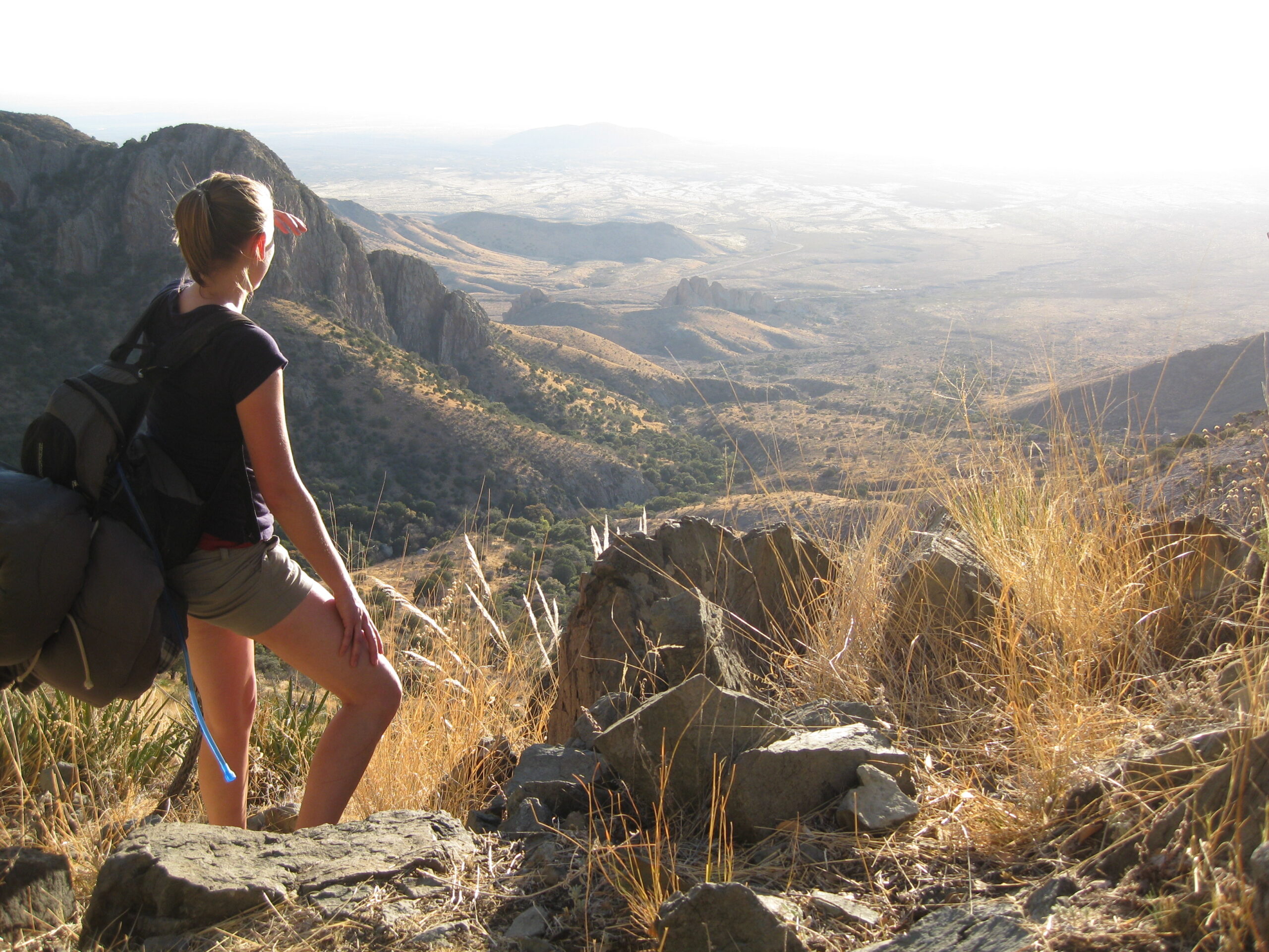 Brenda Fleming takes a picture of a friend while hiking in the Organ mountains.