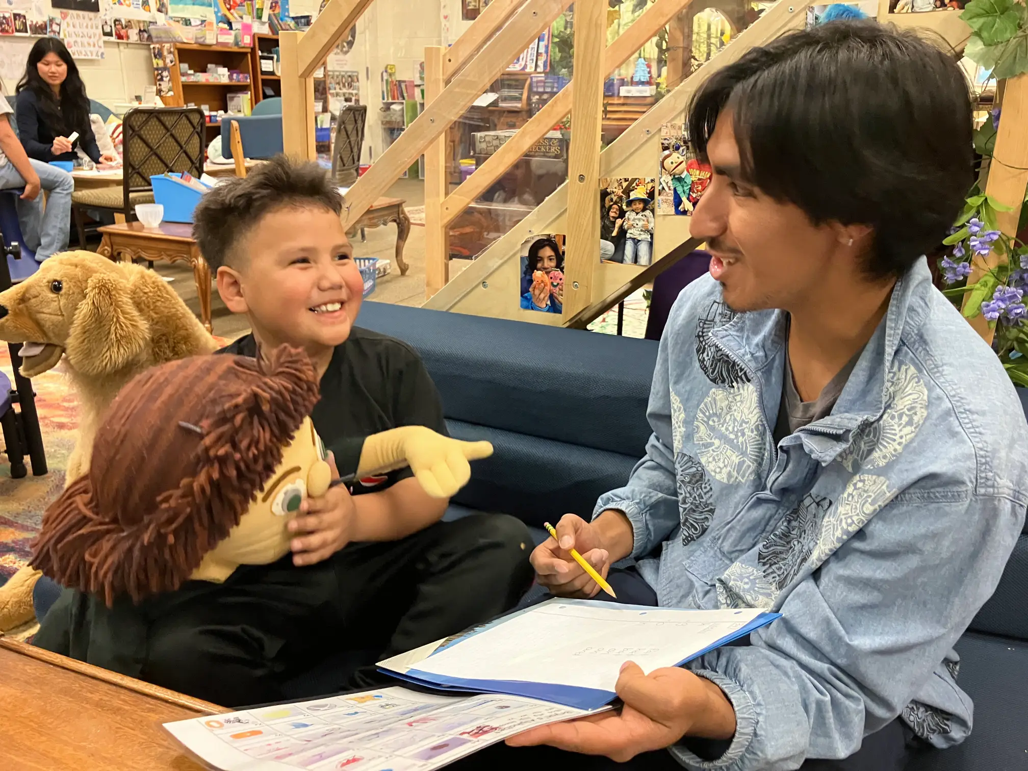 bryan smiling at his tutor Hugo