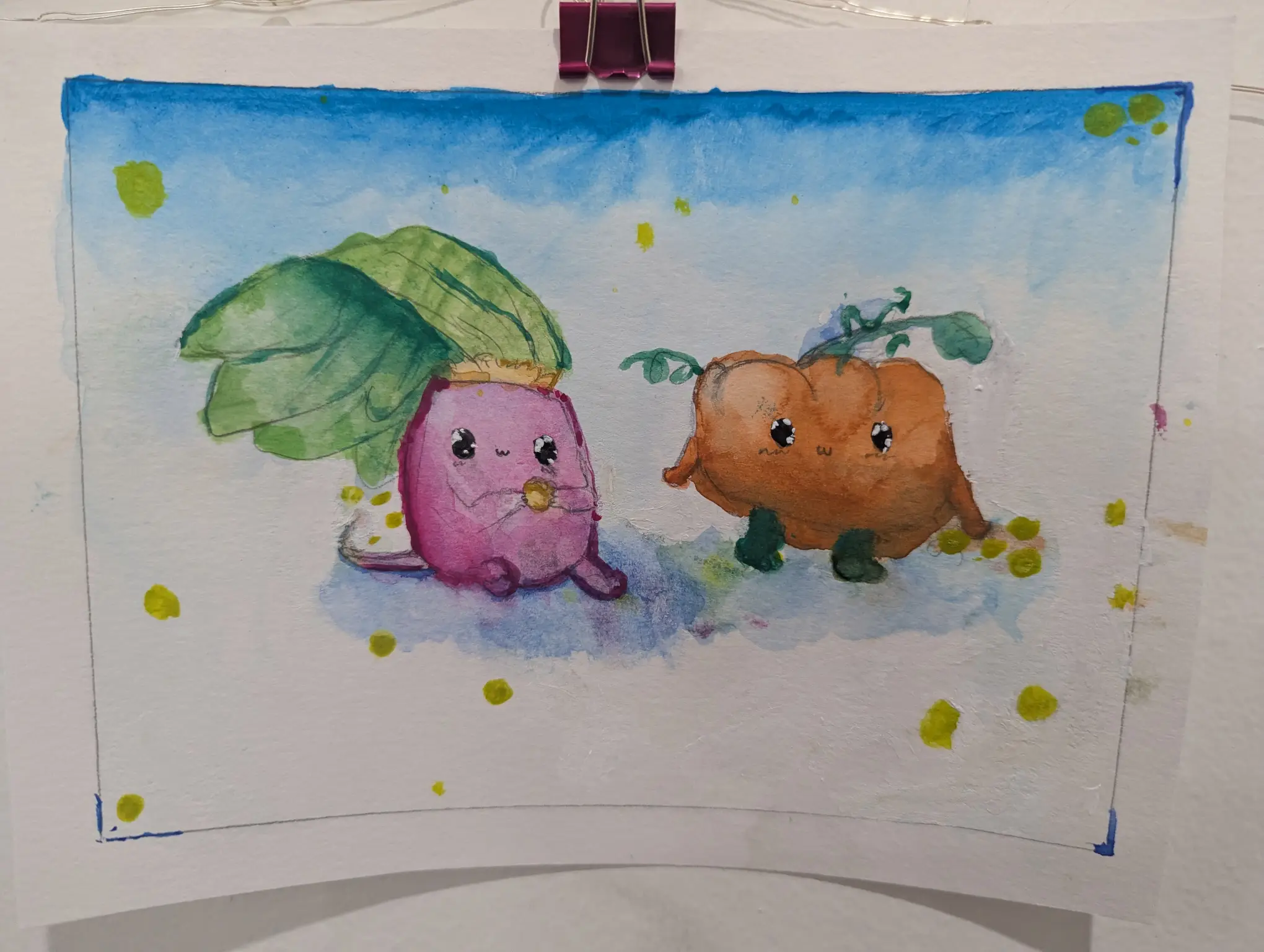 Artwork of two cute anthropomorphized vegetables