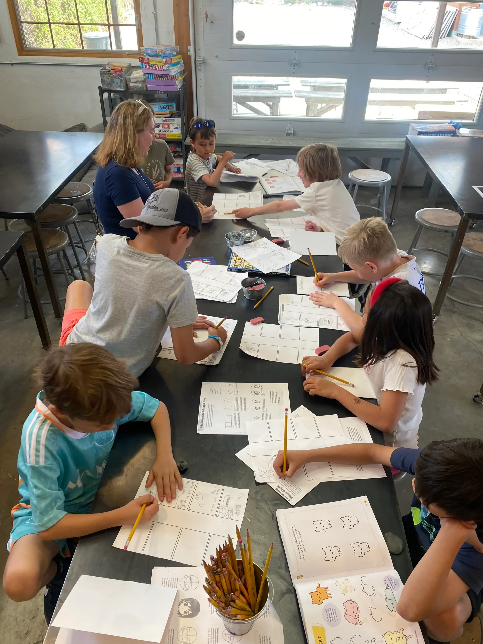 Kids working on art projects