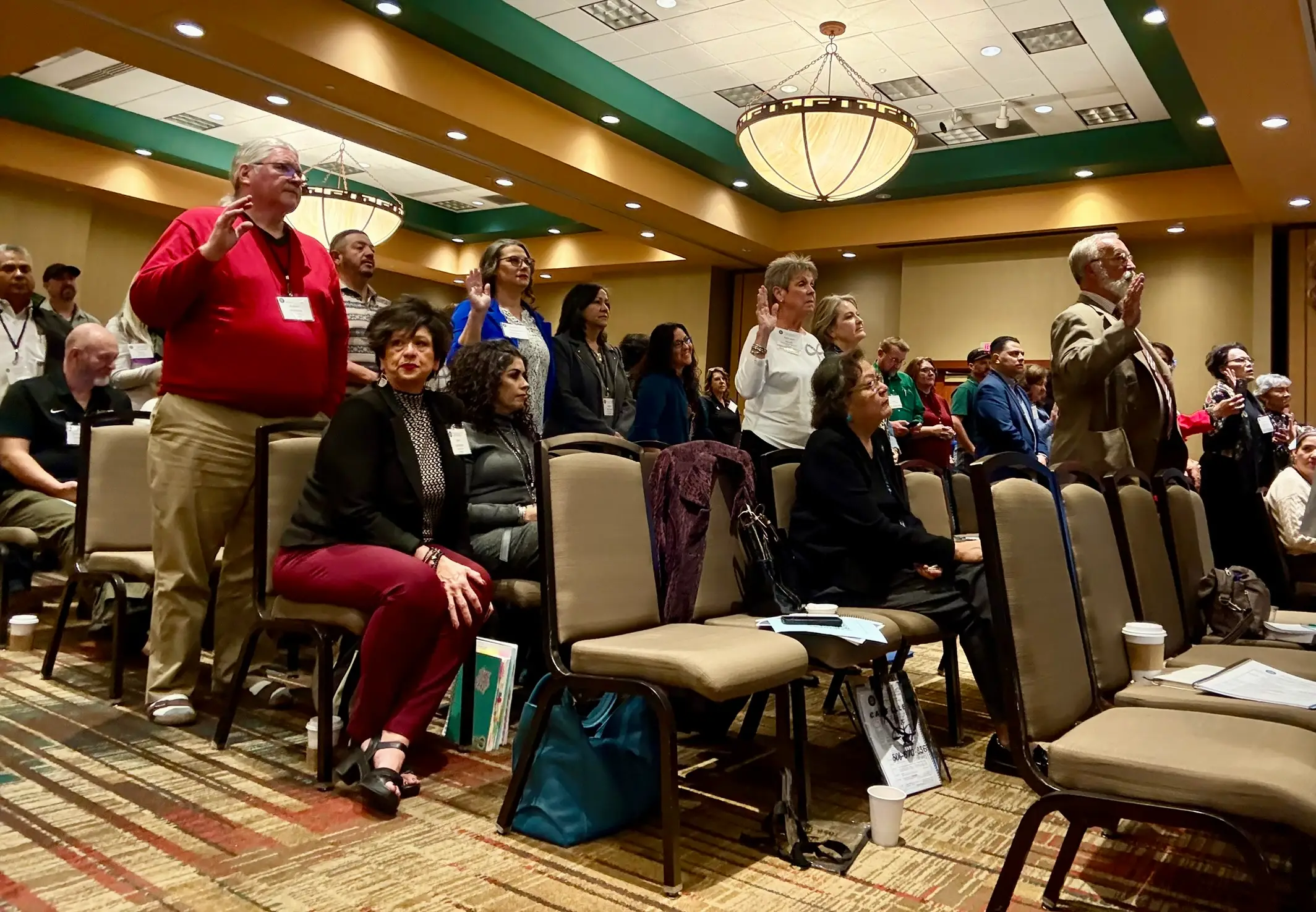 Newly elected New Mexico school board members take the oath of office on Dec. 5.